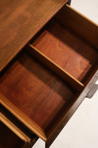 Vintage Mcm Walnut Wood Lowboy 9 Drawers Dresser