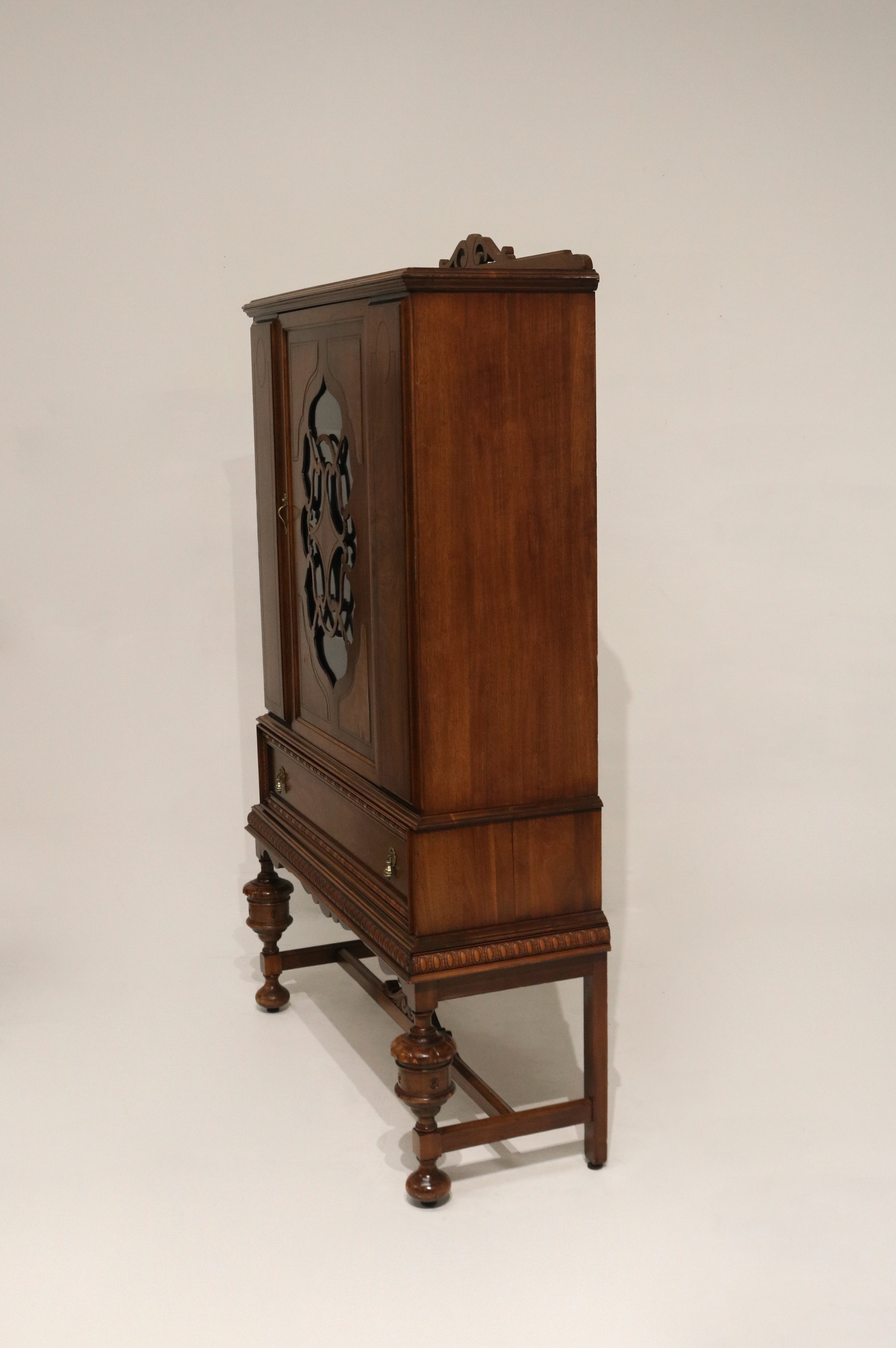 Antique Jacobean Mahogany Walnut Hutch China Cabinet