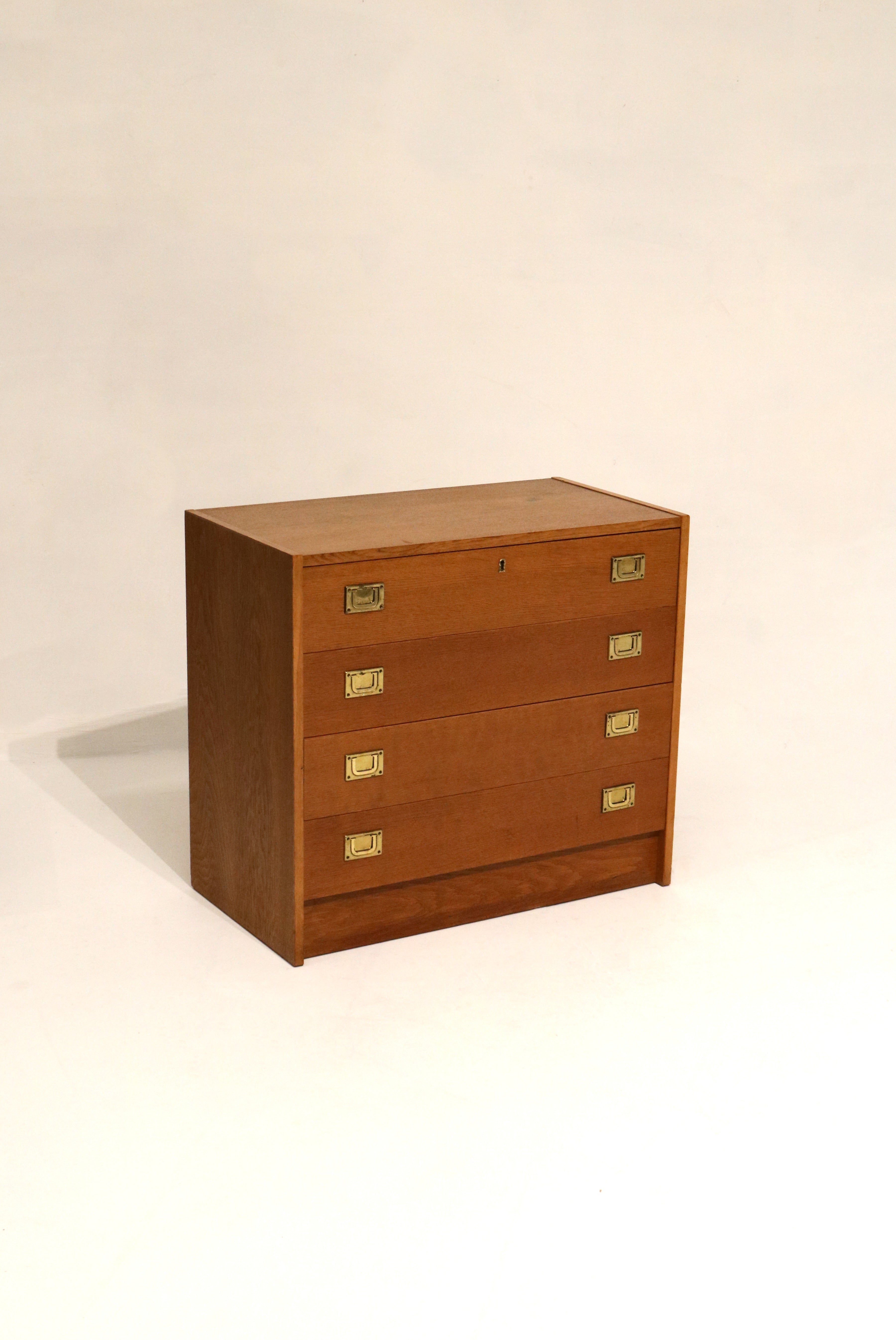 Vintage Swedish Oak Pine Small Chest Of Drawers Dresser