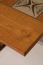 Vintage Danish Teak Wood Tile Top Extandable Dining Table