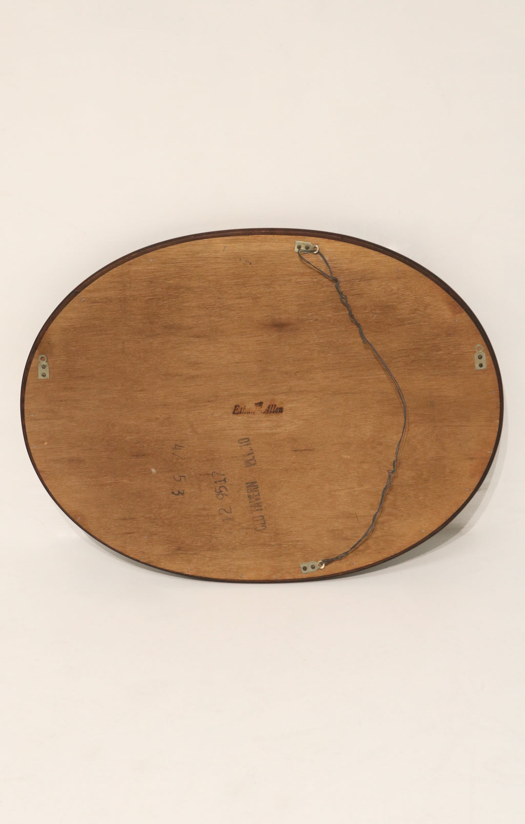 Vintage Oval Solid Wood Wall Mirror By Ethan Allen