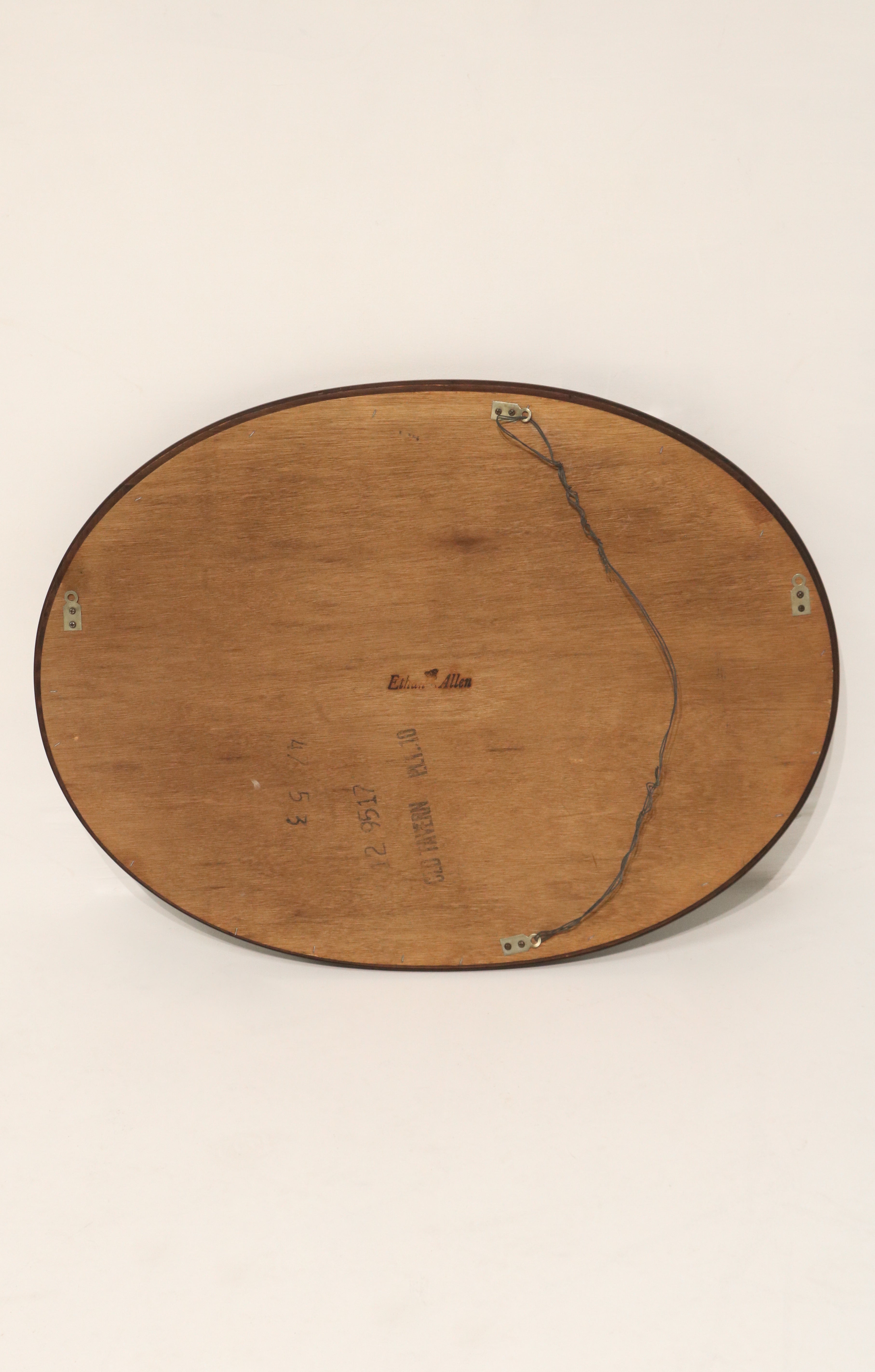 Vintage Oval Solid Wood Wall Mirror By Ethan Allen
