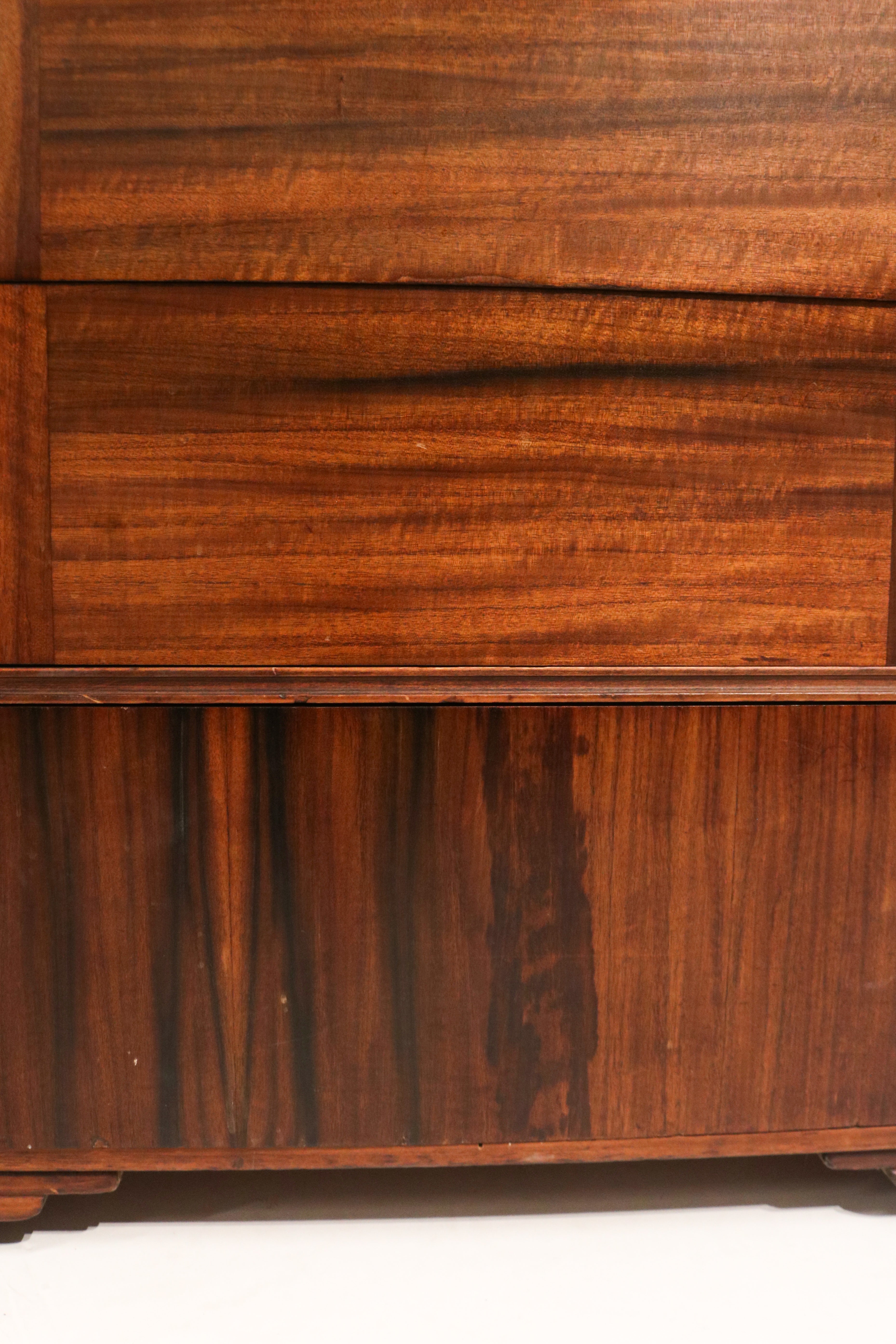 Art Deco Vintage Walnut Wood Tall Dresser Chest Of Drawers