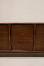 Vintage Mcm Walnut Wood Lowboy 9 Drawers Dresser