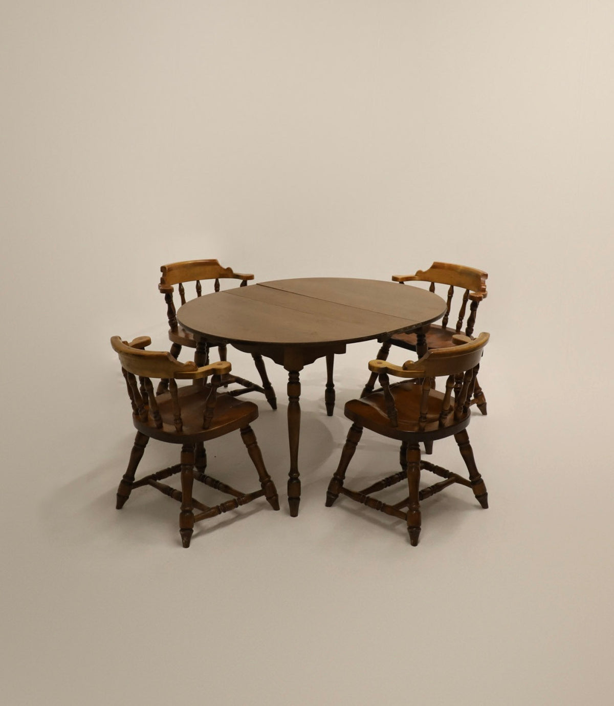 Vintage Extension Table with Four Matching Spindle Back Chairs
