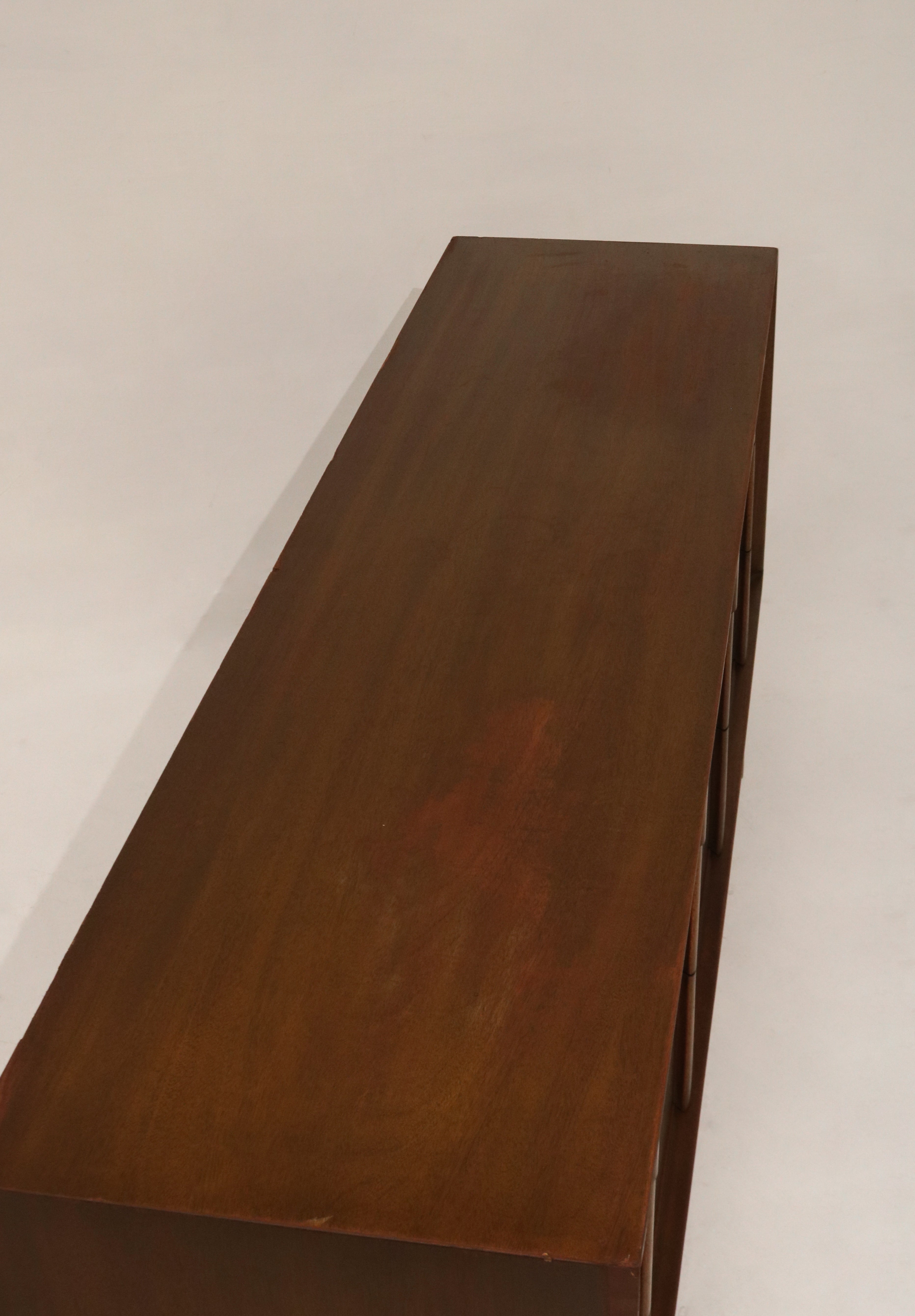Vintage Mcm Walnut Wood Lowboy 9 Drawers Dresser