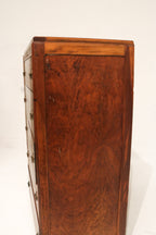Art Deco Vintage Walnut Wood Tall Dresser Chest Of Drawers