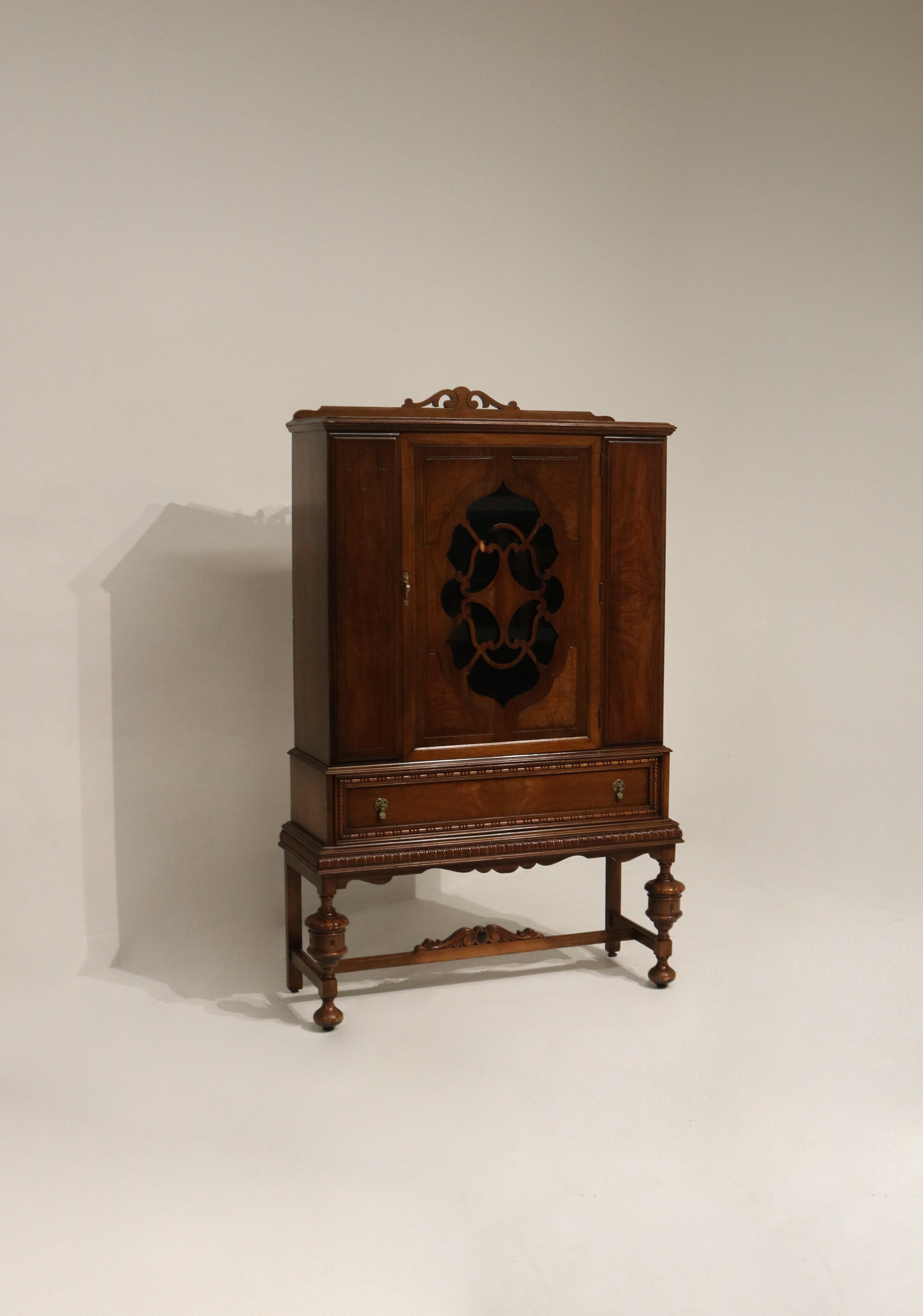 Antique Jacobean Mahogany Walnut Hutch China Cabinet