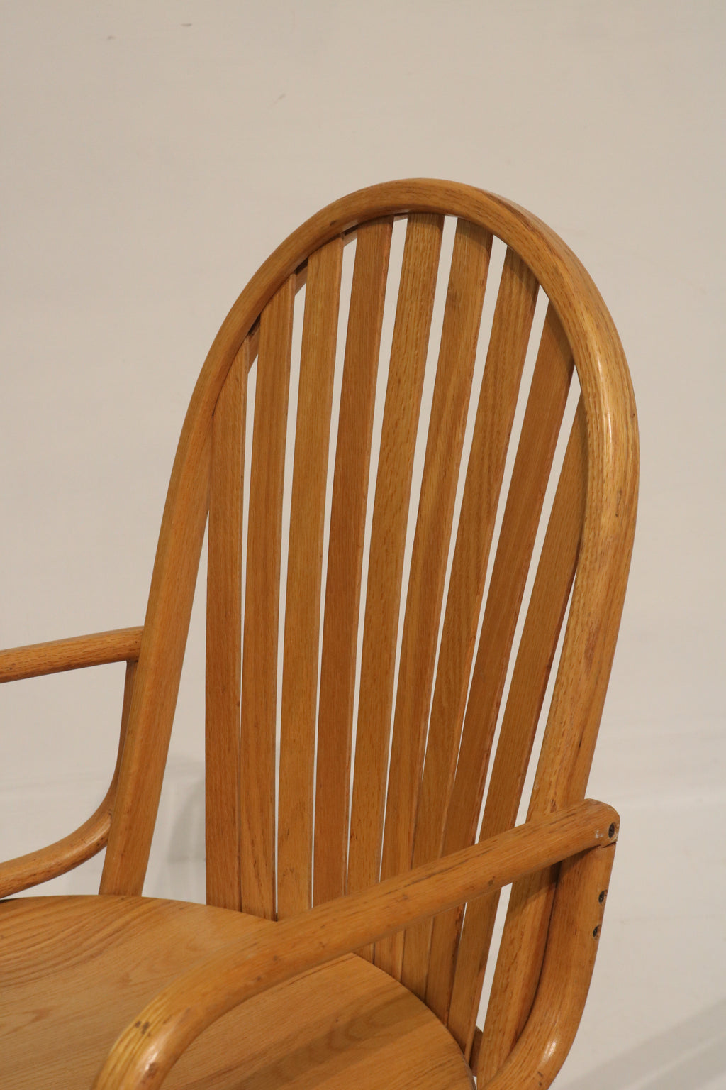 Set Of 2 Vintage Solid Oak Wood Swivel Chairs Arm Chairs