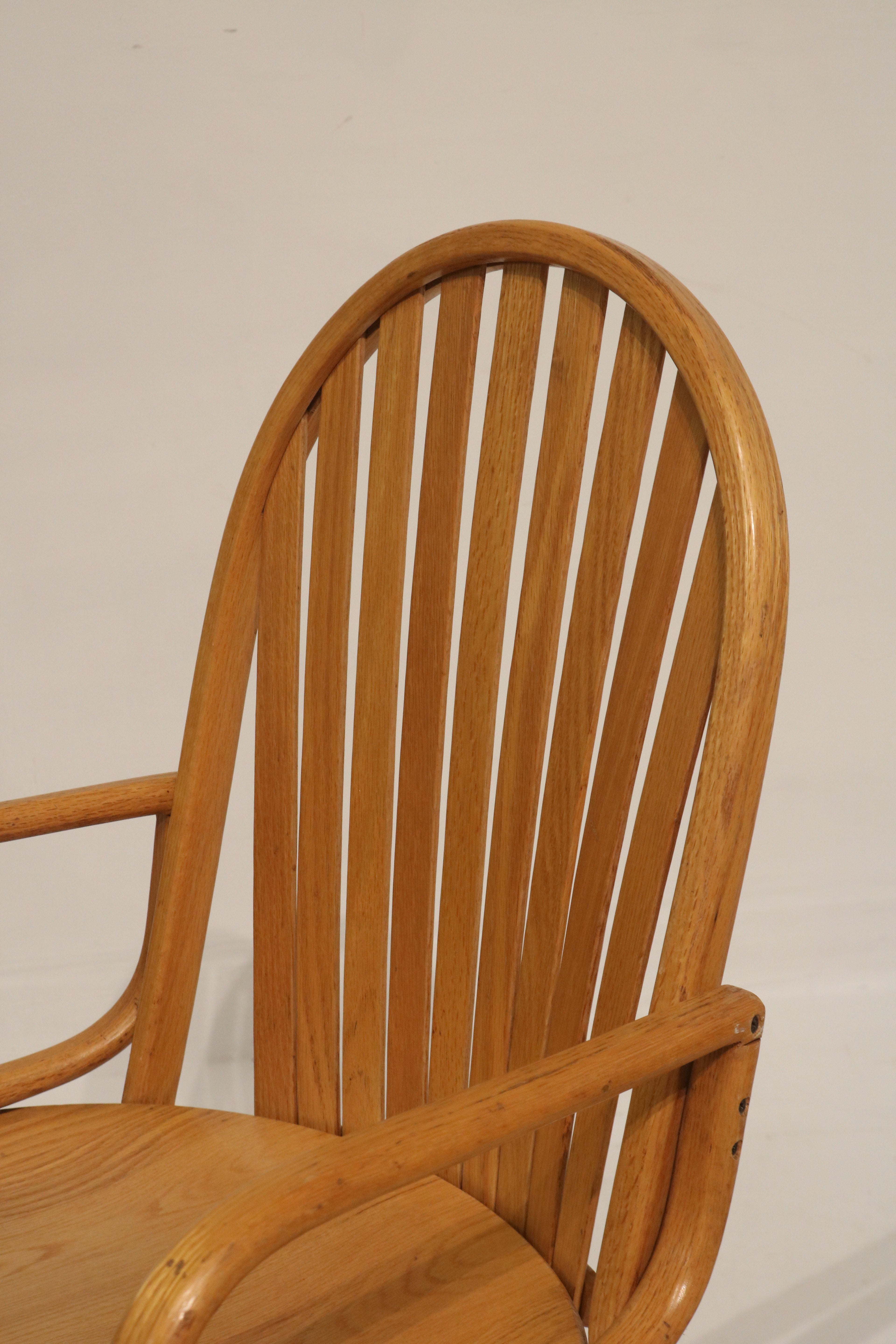 Set Of 2 Vintage Solid Oak Wood Swivel Chairs Arm Chairs