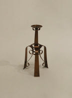Vintage Brass Hammered Copper Tripod Base Candlestick Holder
