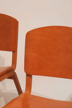 Set Of 4 Hardwood Plywood Campus Dining Chairs
