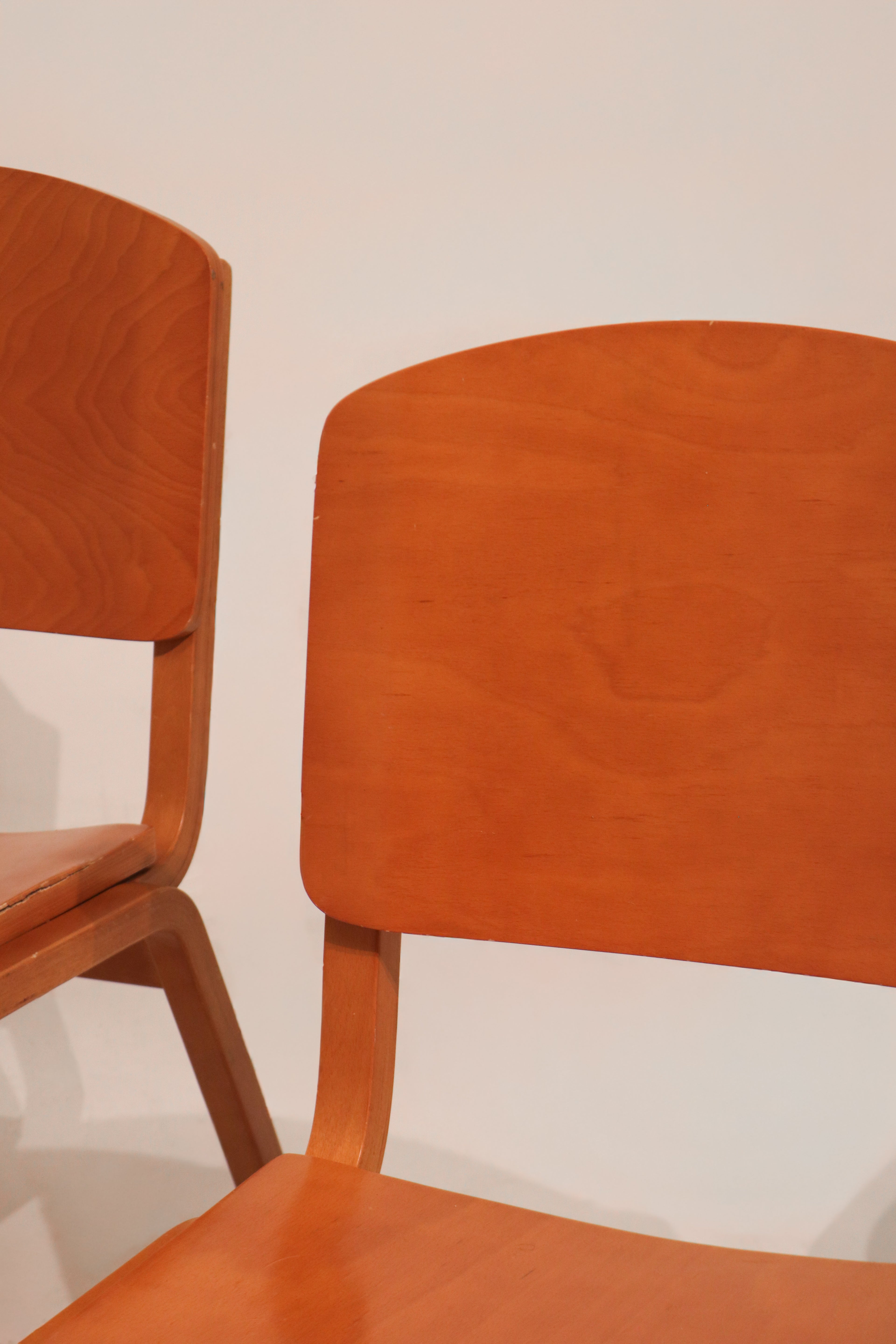Set Of 4 Hardwood Plywood Campus Dining Chairs