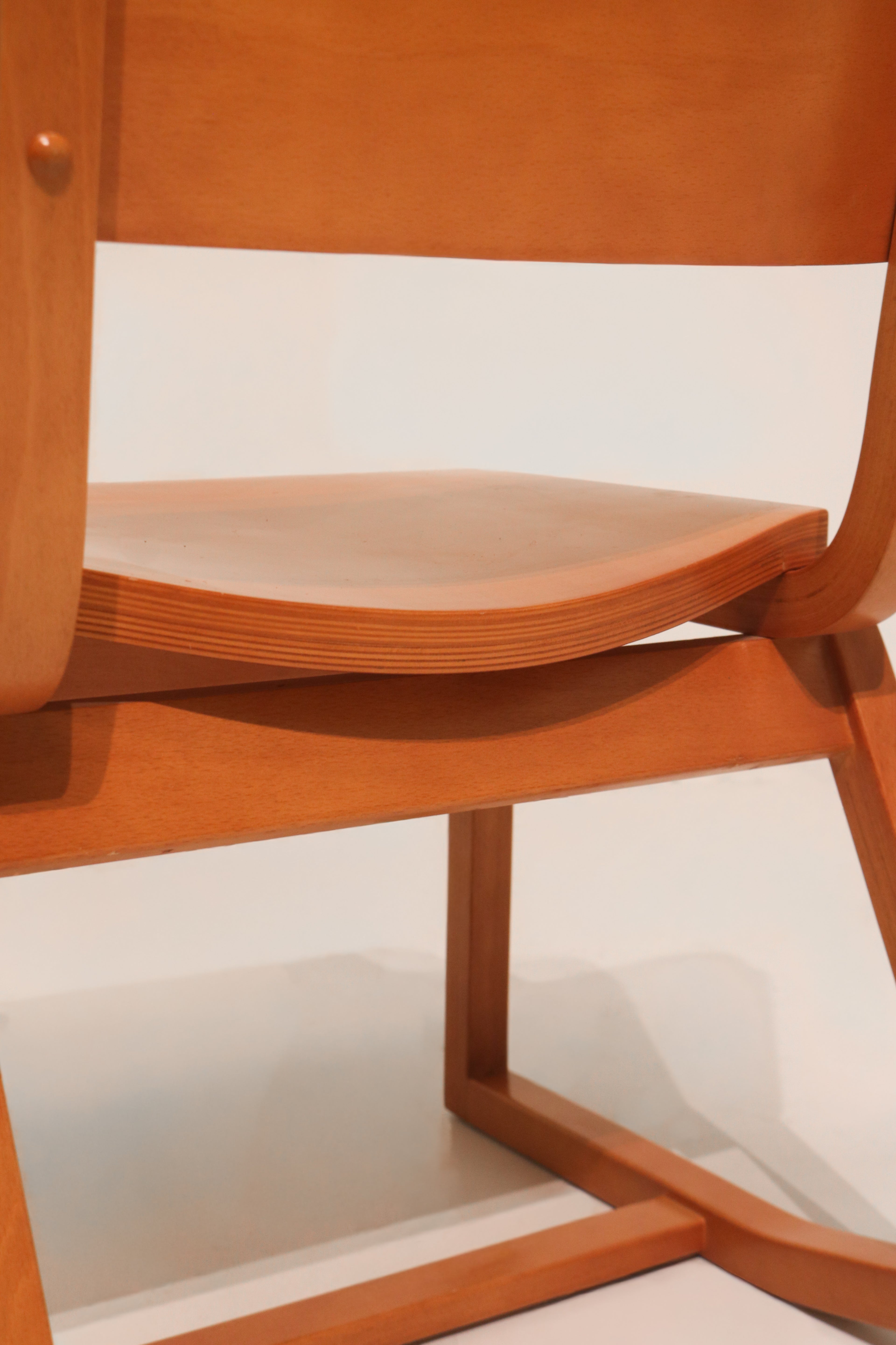 Set Of 4 Hardwood Plywood Campus Dining Chairs