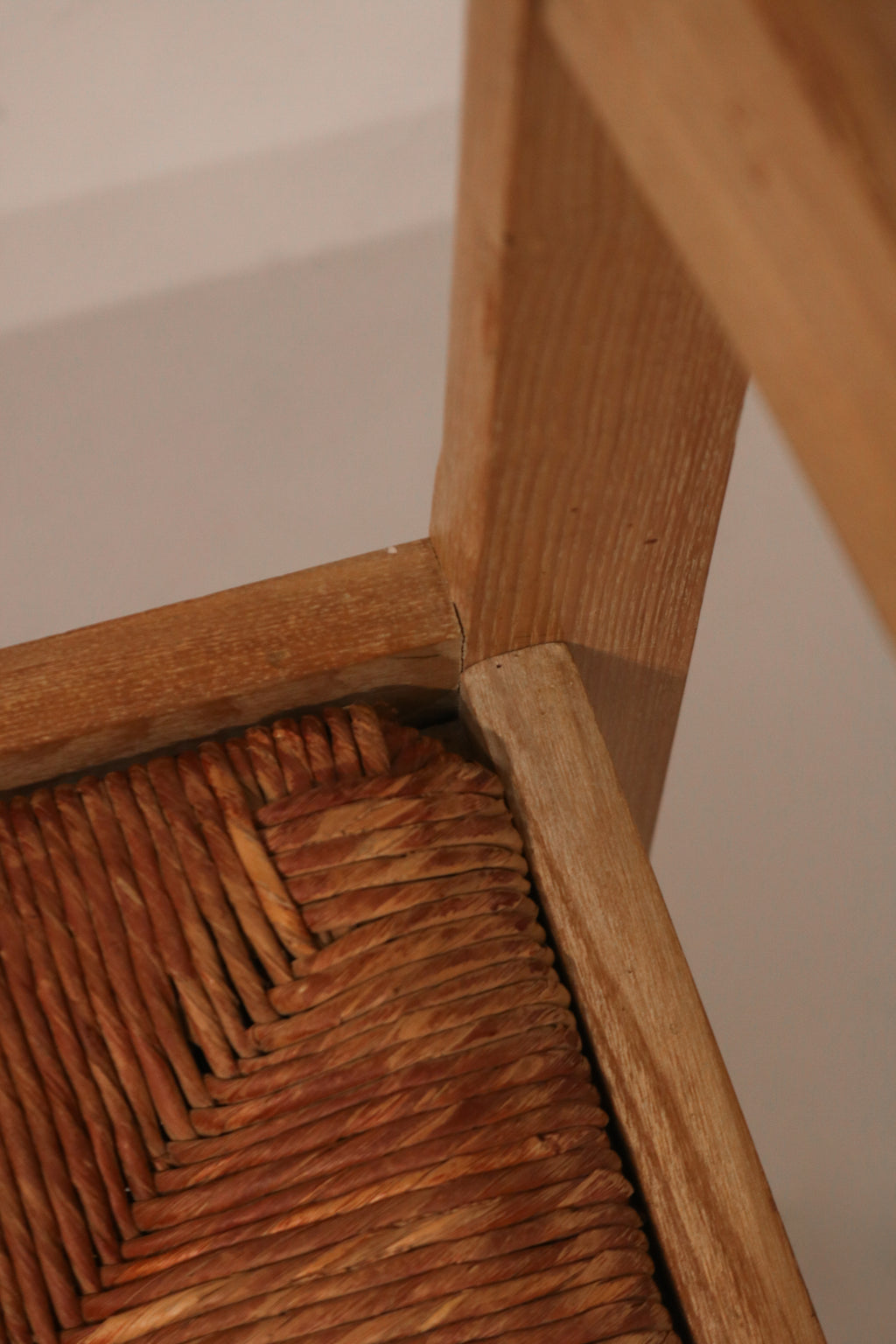 Vintage Set Of Small Oak Desk And Wooden Woven Chair
