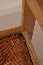Vintage Set Of Small Oak Desk And Wooden Woven Chair