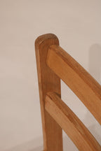 Vintage Set Of Small Oak Desk And Wooden Woven Chair