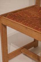 Vintage Set Of Small Oak Desk And Wooden Woven Chair