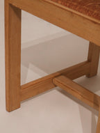 Vintage Set Of Small Oak Desk And Wooden Woven Chair