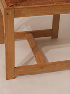 Vintage Set Of Small Oak Desk And Wooden Woven Chair