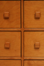 Vintage Oak Wood Lowboy 6 Drawers Dresser