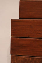 Vintage Mcm Solid Walnut Wood Highboy Dresser Chest Of Drawers