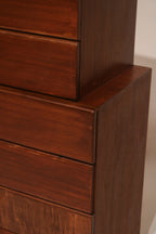 Vintage Mcm Solid Walnut Wood Highboy Dresser Chest Of Drawers