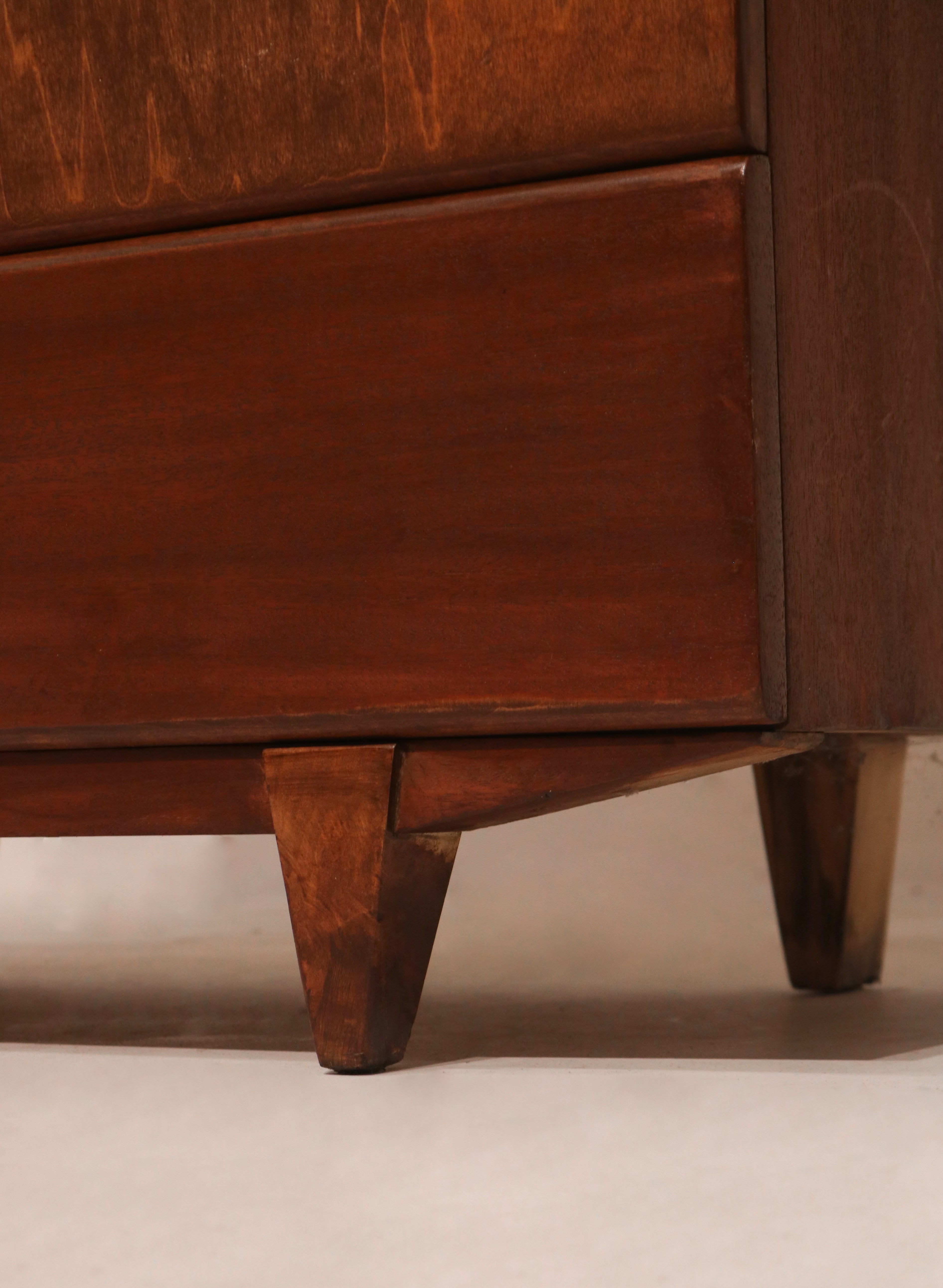 Vintage Mcm Solid Walnut Wood Highboy Dresser Chest Of Drawers