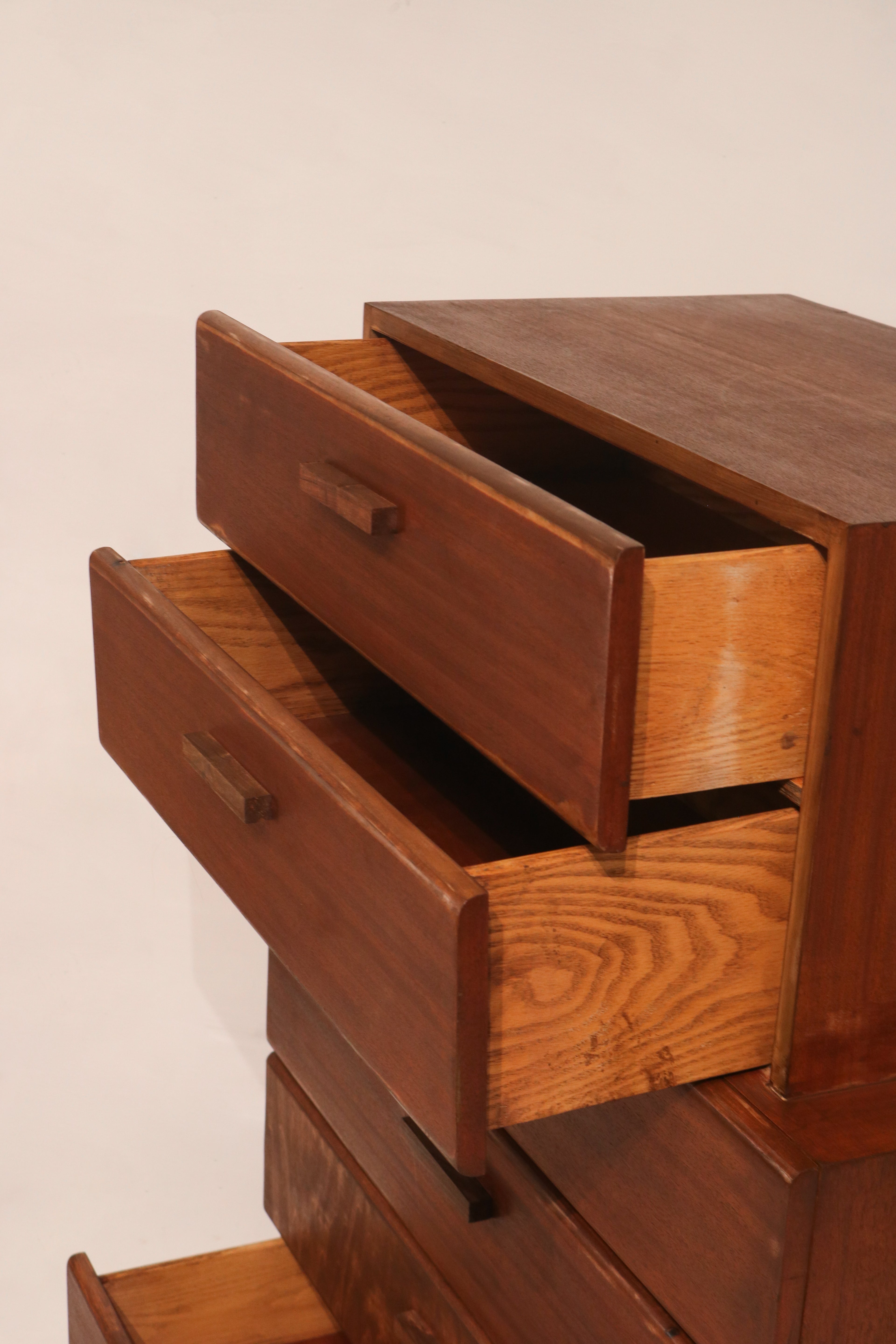 Vintage Mcm Solid Walnut Wood Highboy Dresser Chest Of Drawers