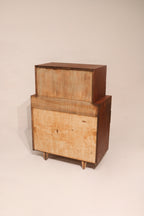 Vintage Mcm Solid Walnut Wood Highboy Dresser Chest Of Drawers