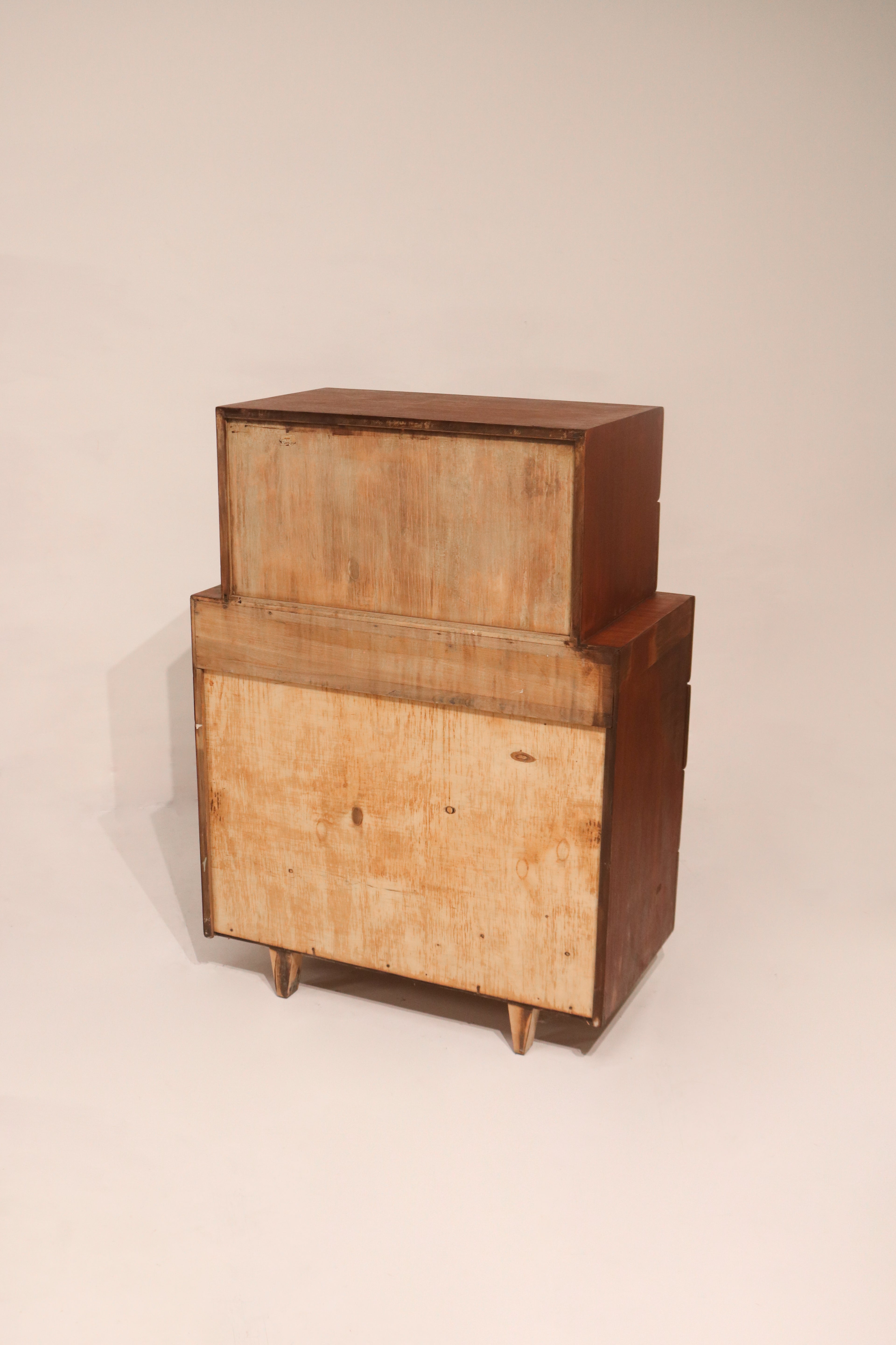 Vintage Mcm Solid Walnut Wood Highboy Dresser Chest Of Drawers