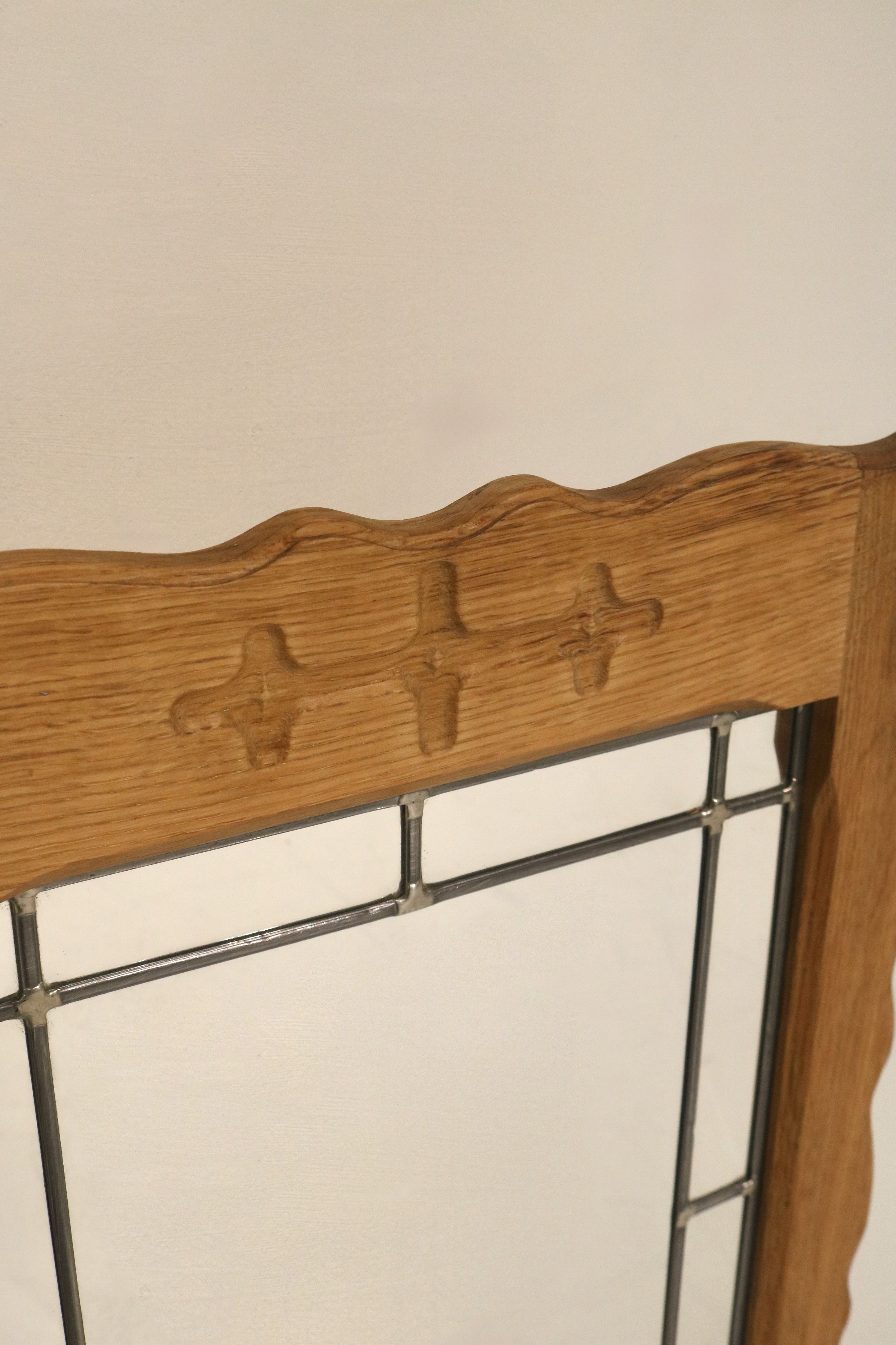 Vintage Danish Oak Wall Mirror Henning Kjaernulf