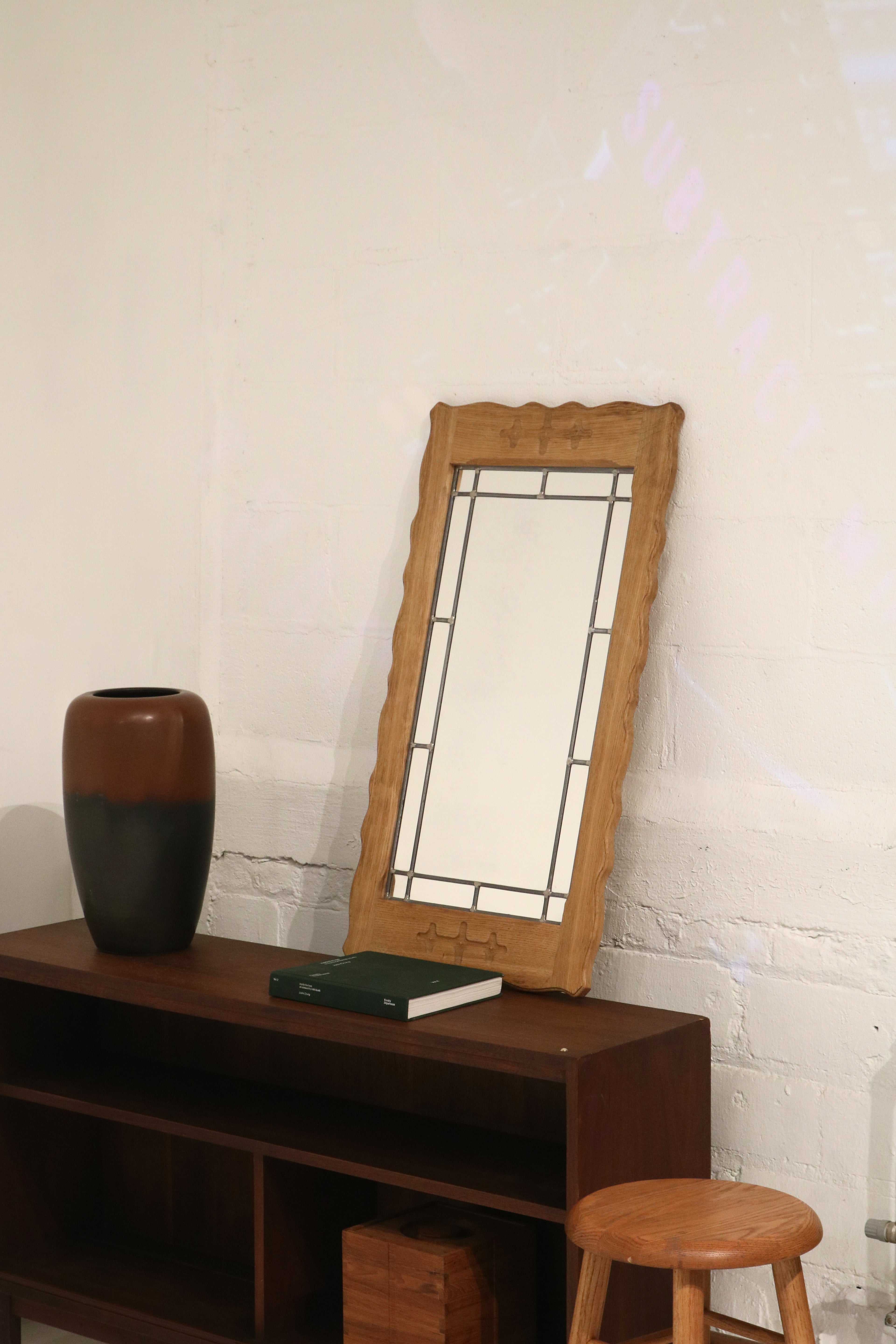 Vintage Danish Oak Wall Mirror Henning Kjaernulf