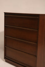 Mid Century Modern Walnut Chest Of Drawer Dresser By Bassett