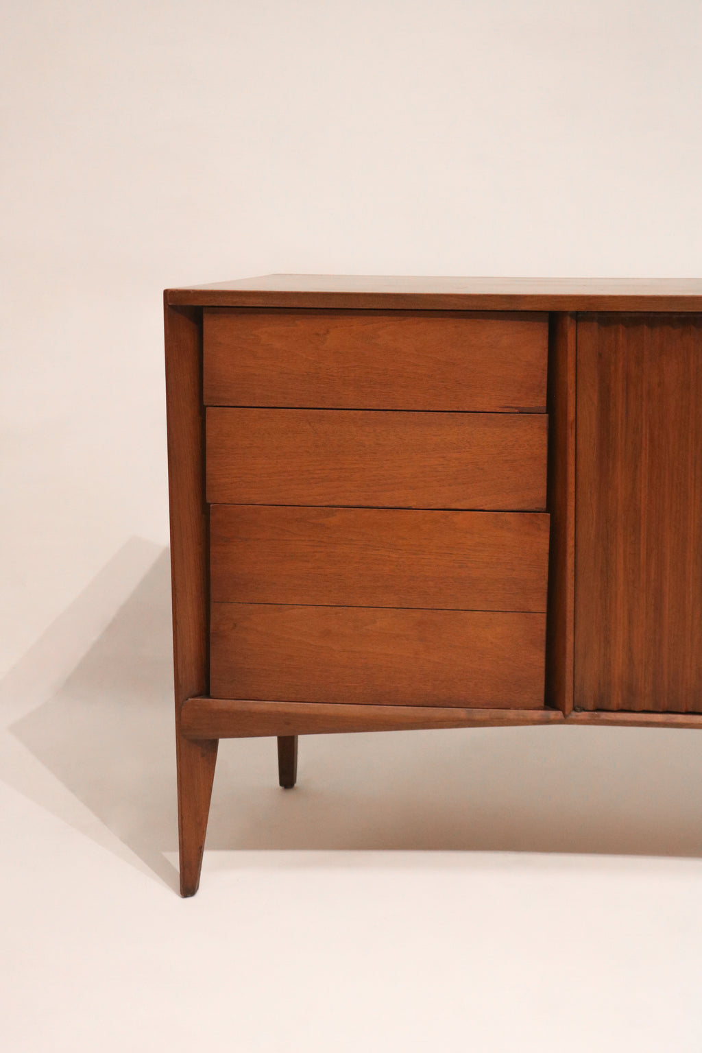 Mid Century Modern Walnut Wood Curved Long 9 Drawers Dresser By Unagusta