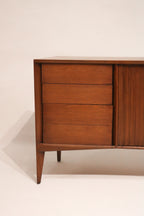 Mid Century Modern Walnut Wood Curved Long 9 Drawers Dresser By Unagusta