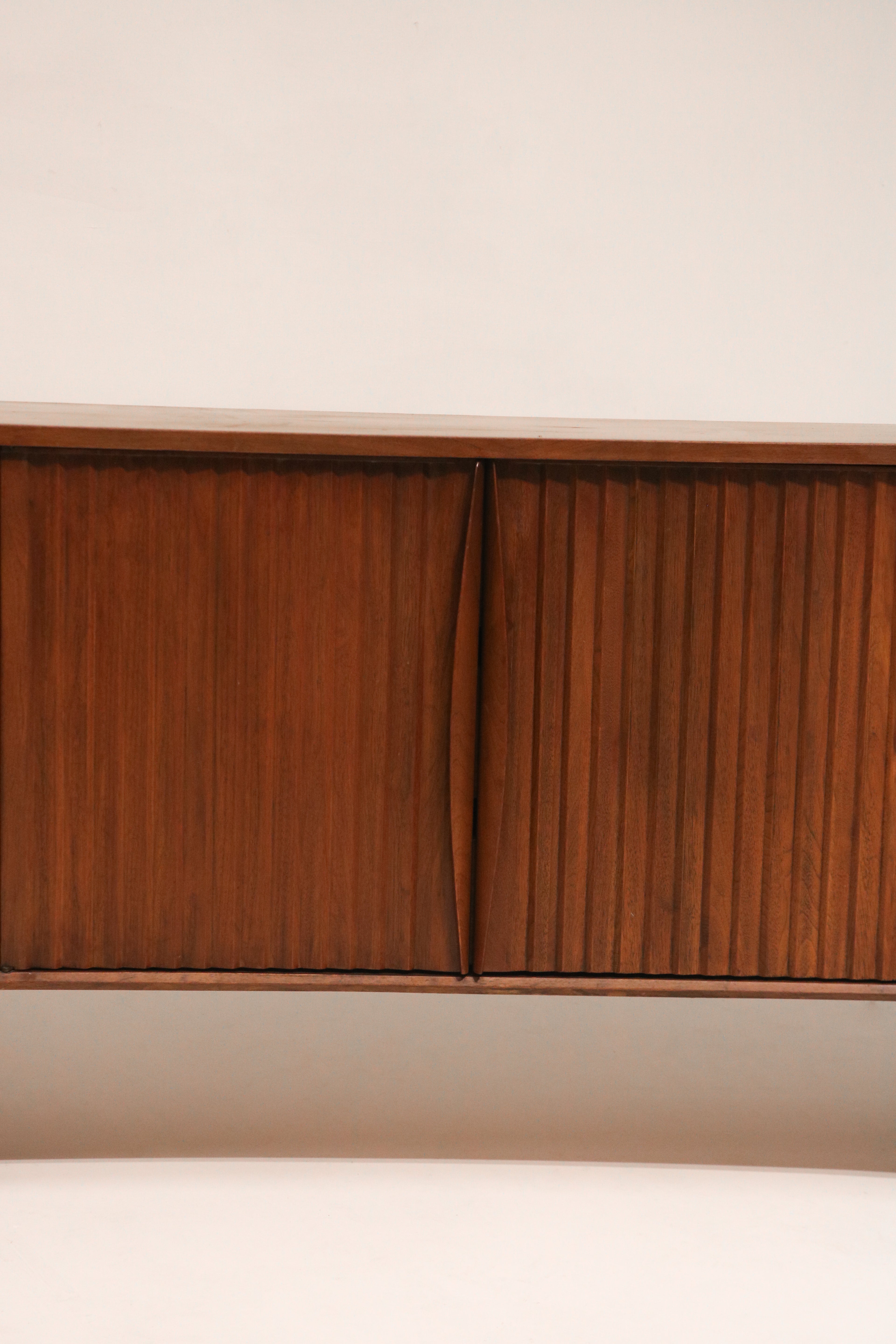 Mid Century Modern Walnut Wood Curved Long 9 Drawers Dresser By Unagusta