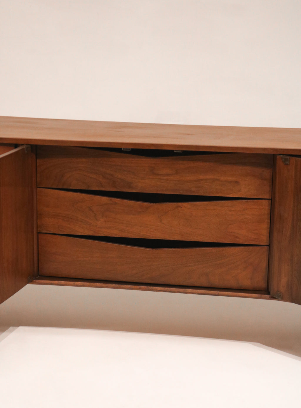 Mid Century Modern Walnut Wood Curved Long 9 Drawers Dresser By Unagusta