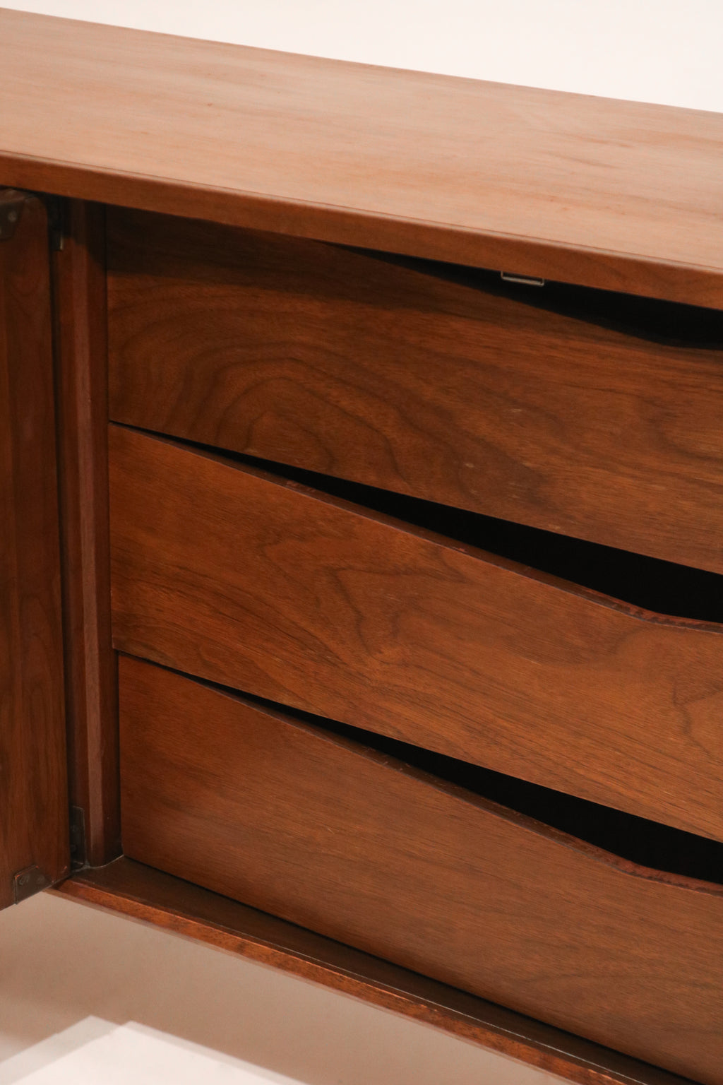 Mid Century Modern Walnut Wood Curved Long 9 Drawers Dresser By Unagusta