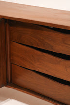 Mid Century Modern Walnut Wood Curved Long 9 Drawers Dresser By Unagusta