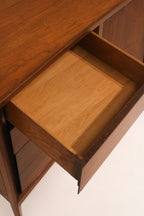 Mid Century Modern Walnut Wood Curved Long 9 Drawers Dresser By Unagusta