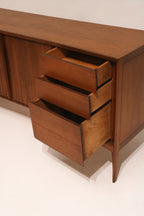 Mid Century Modern Walnut Wood Curved Long 9 Drawers Dresser By Unagusta