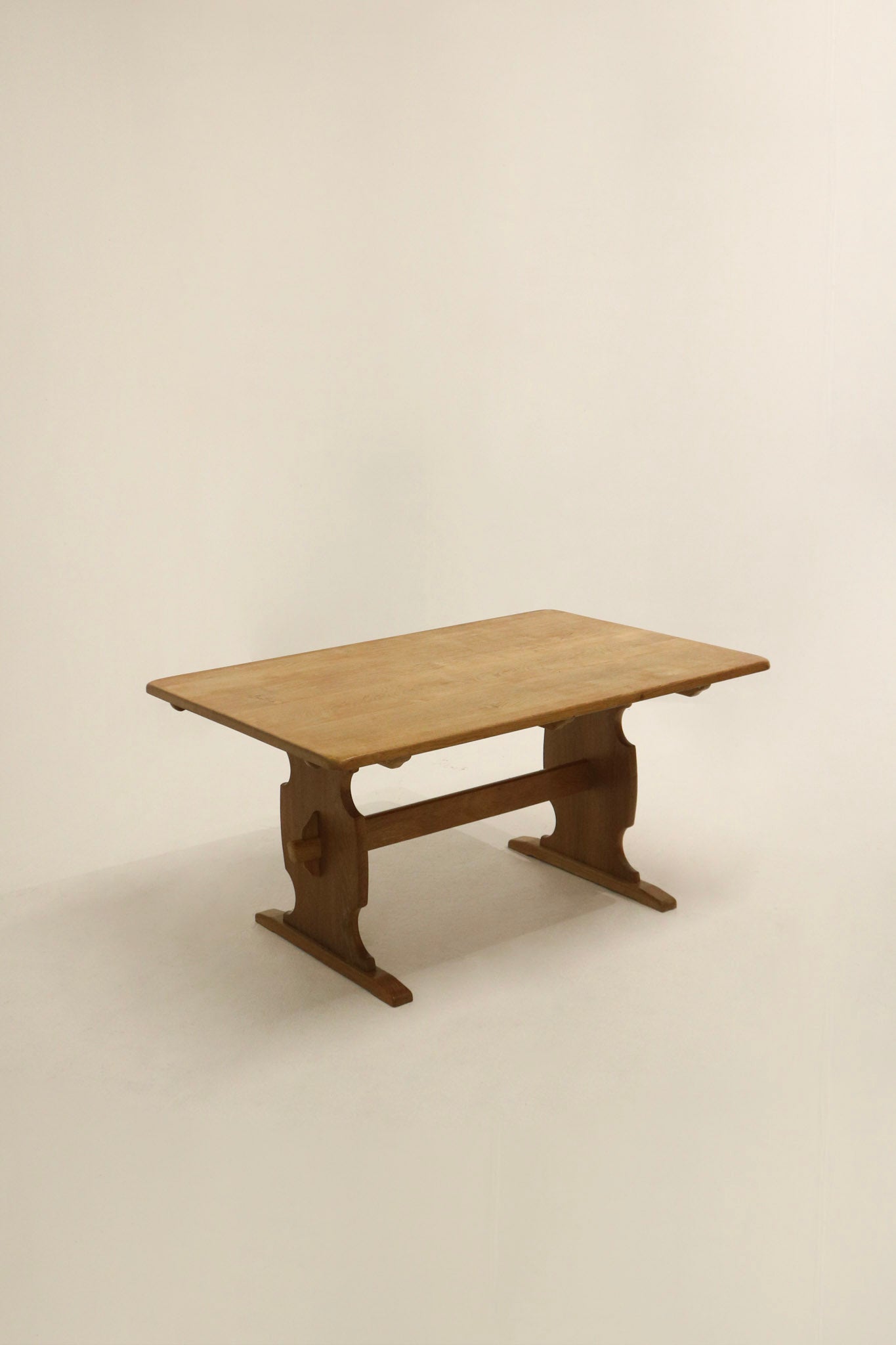 Vintage Kjaernulf Danish Solid Oak Wood Extendable Dining Table