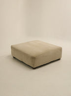 Contemporary Square Velvet Beige Upholstered Seat Ottoman