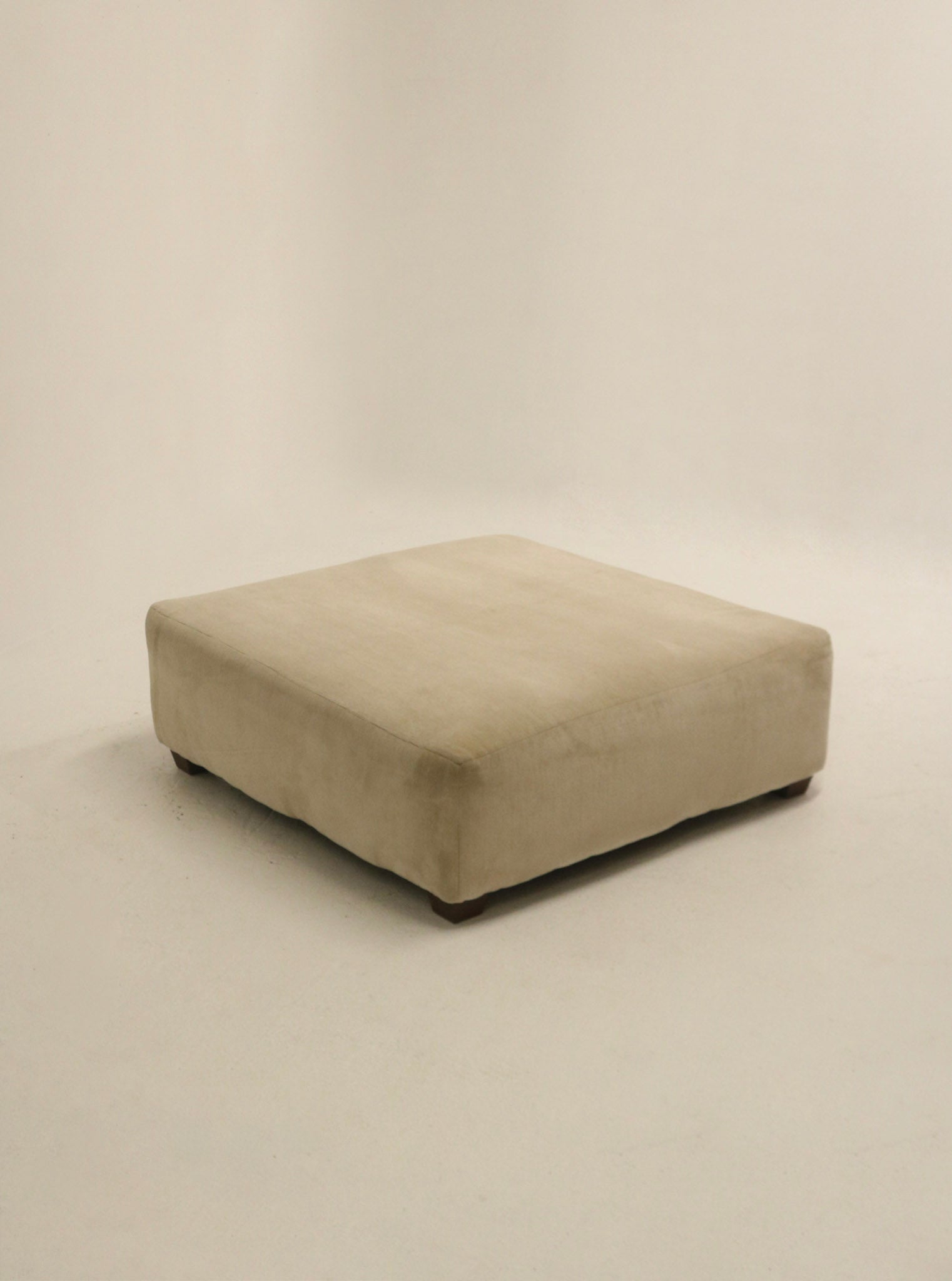 Contemporary Square Velvet Beige Upholstered Seat Ottoman