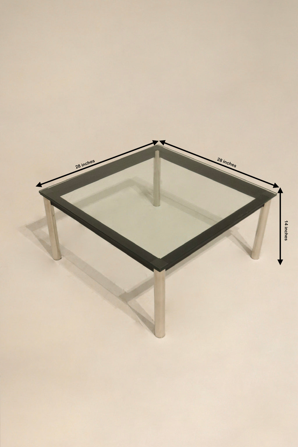Vintage Mcm Square Glass Steel Coffee Table