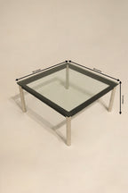 Vintage Mcm Square Glass Steel Coffee Table