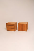 Mid - Century Solid Oak Nightstands - Pair, 1980s