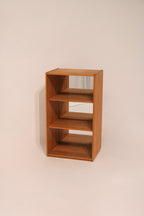 Mcm Solid Oak Wood Bookcase With Adjustable Shelves And Mirrored Back