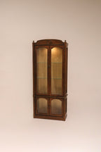 Vintage Antique Wood Glass Bookcase Display With Light